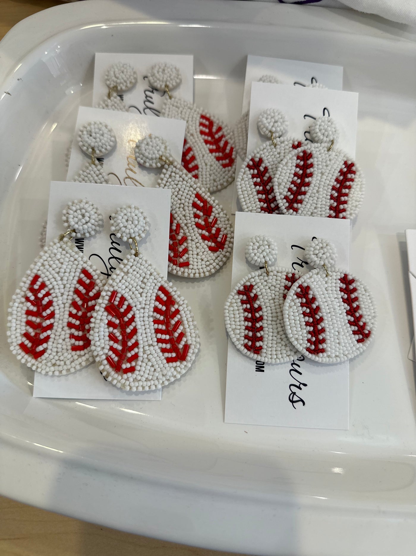 Beaded Baseball Earrings