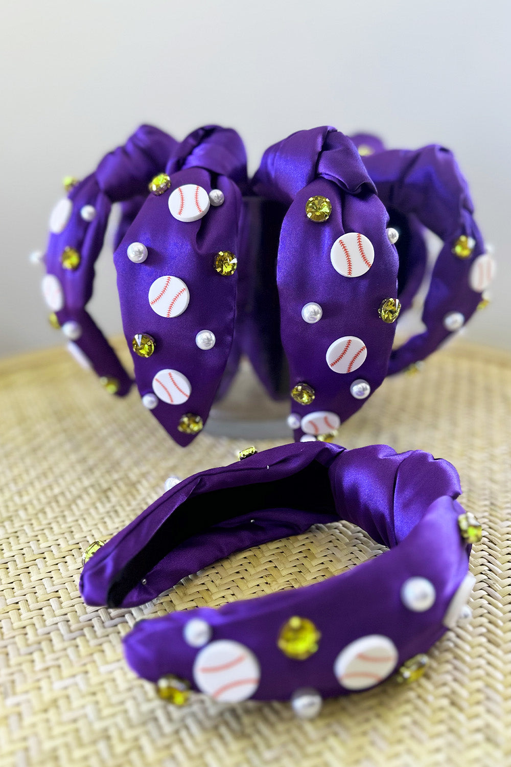 Purple Satin Baseball Headband