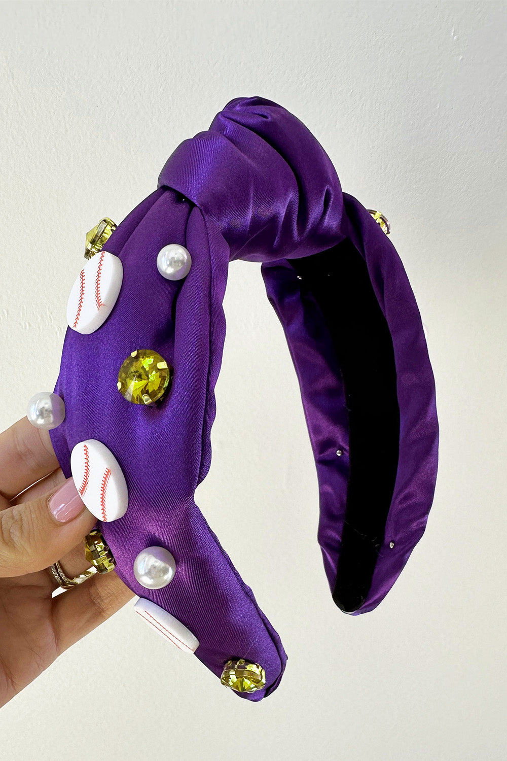 Purple Satin Baseball Headband