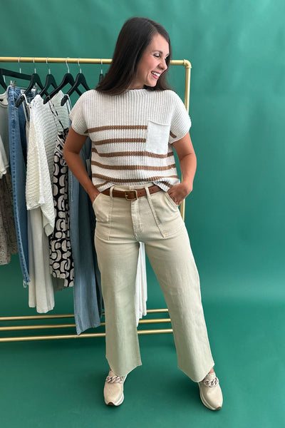 Beige Wide Leg Pants