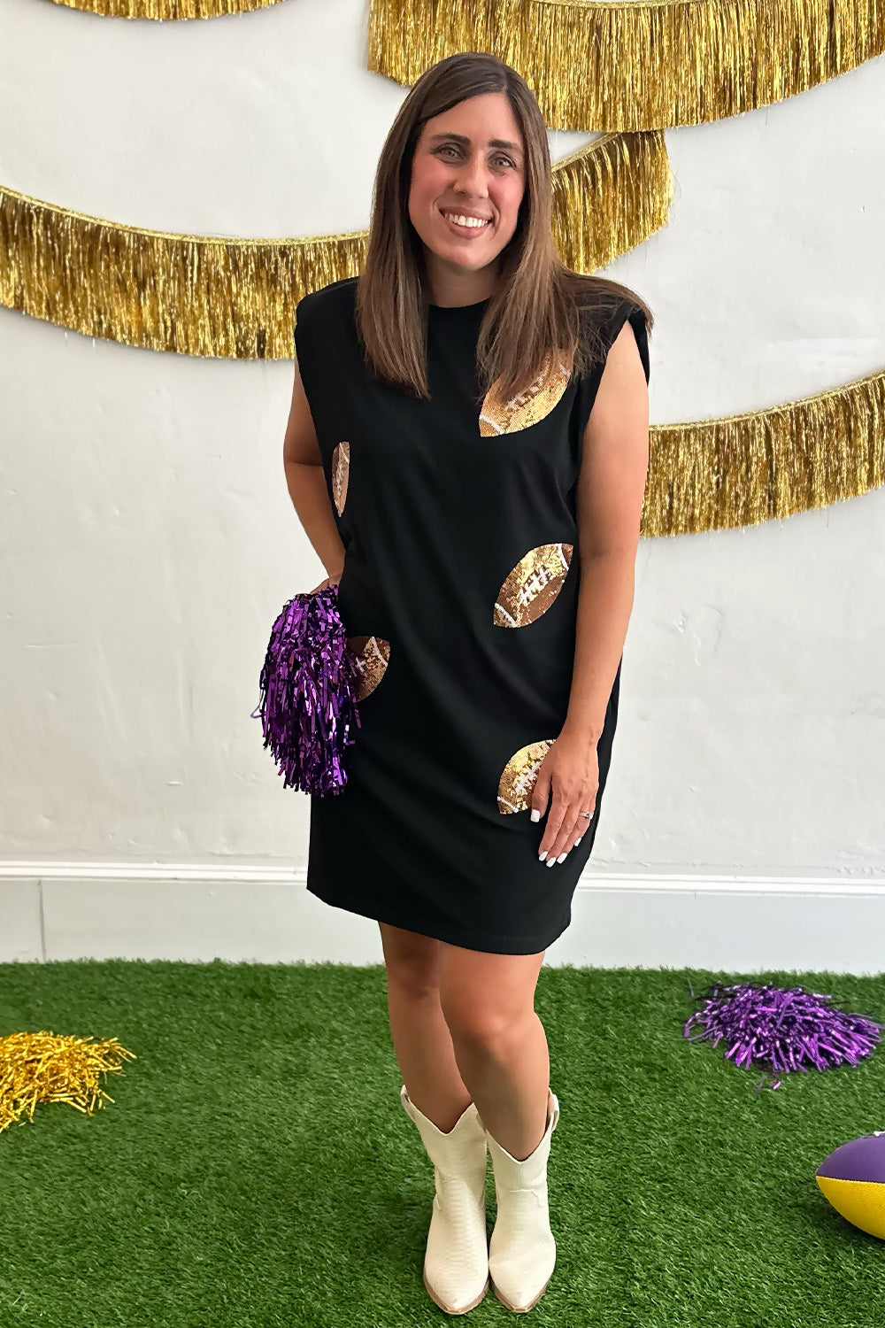 Black Sequin Football Dress