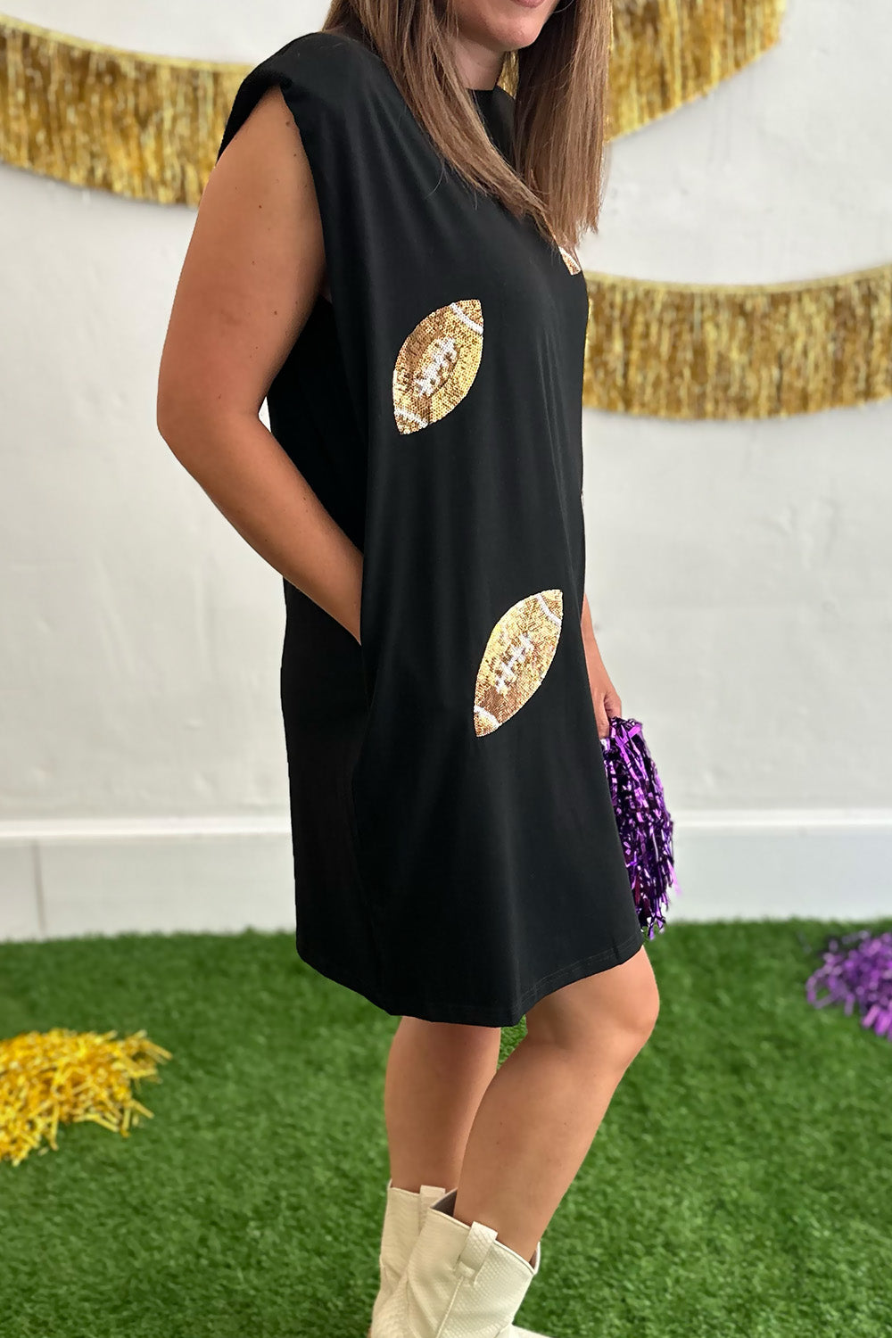 Black Sequin Football Dress