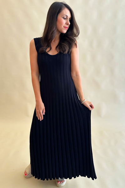 Ribbed Long Black Dress