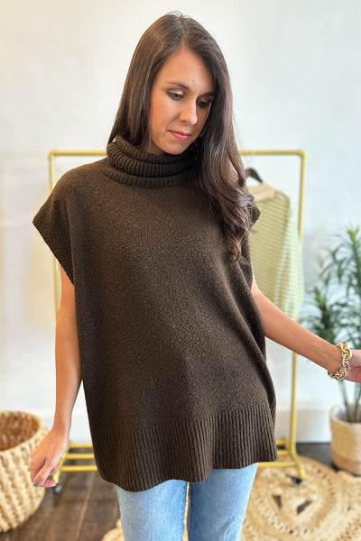 Chocolate Brown Turtleneck Sweater