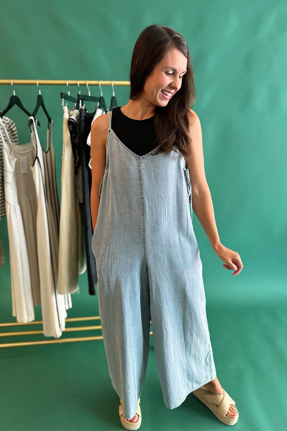 Denim Wide Leg Jumpsuit