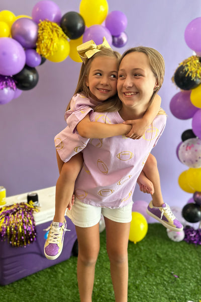 Girls Lavender Football Tee