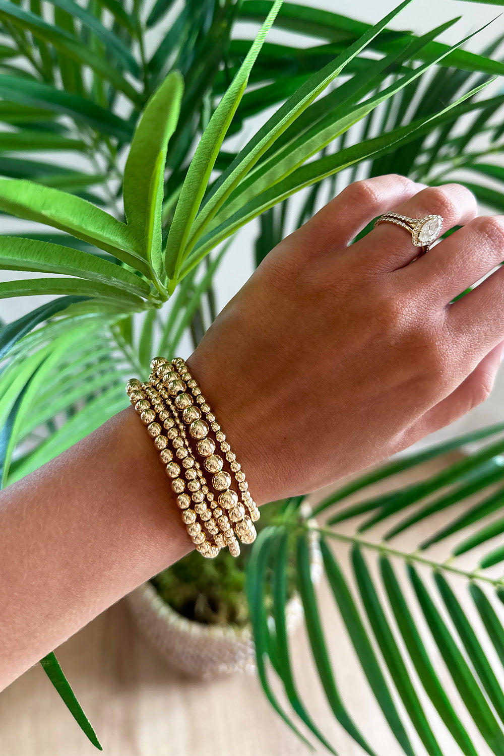 Gold Beaded Bracelet Stack