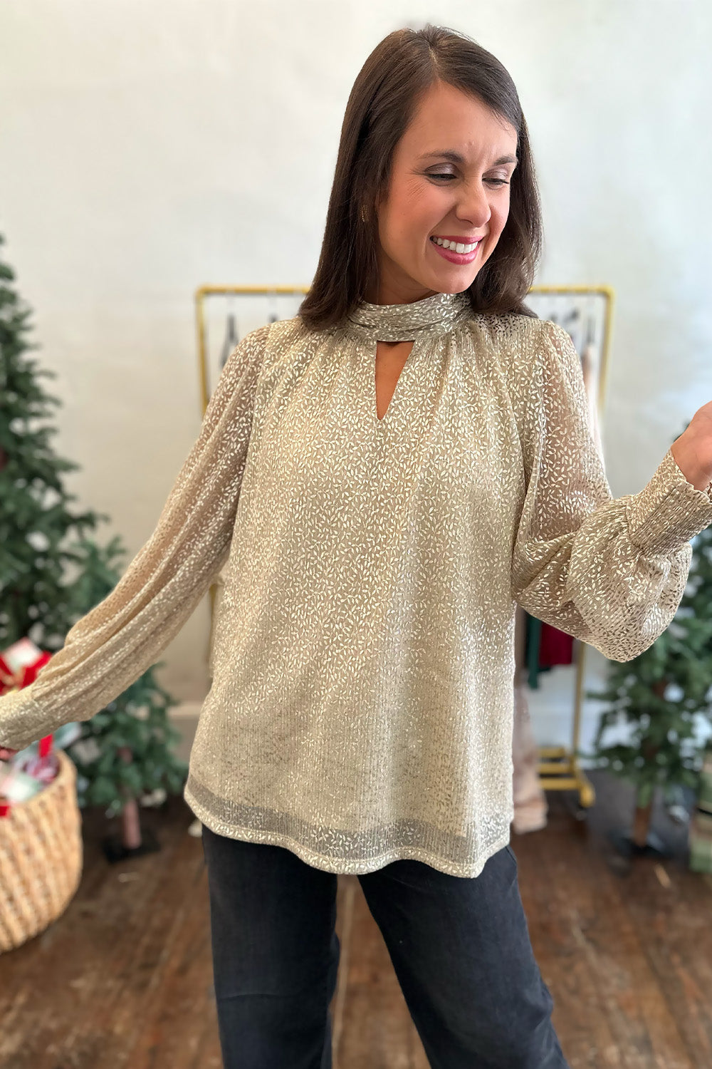 Metallic Gold High Neck Blouse