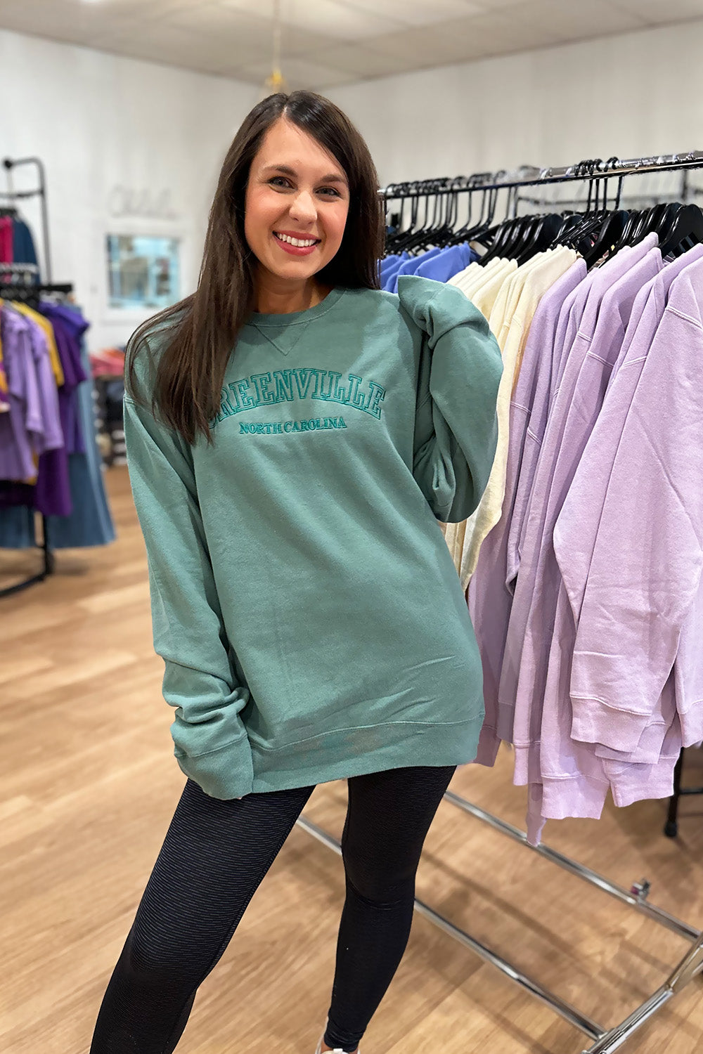 Greenville Embroidered Sweatshirt- Greenway Green