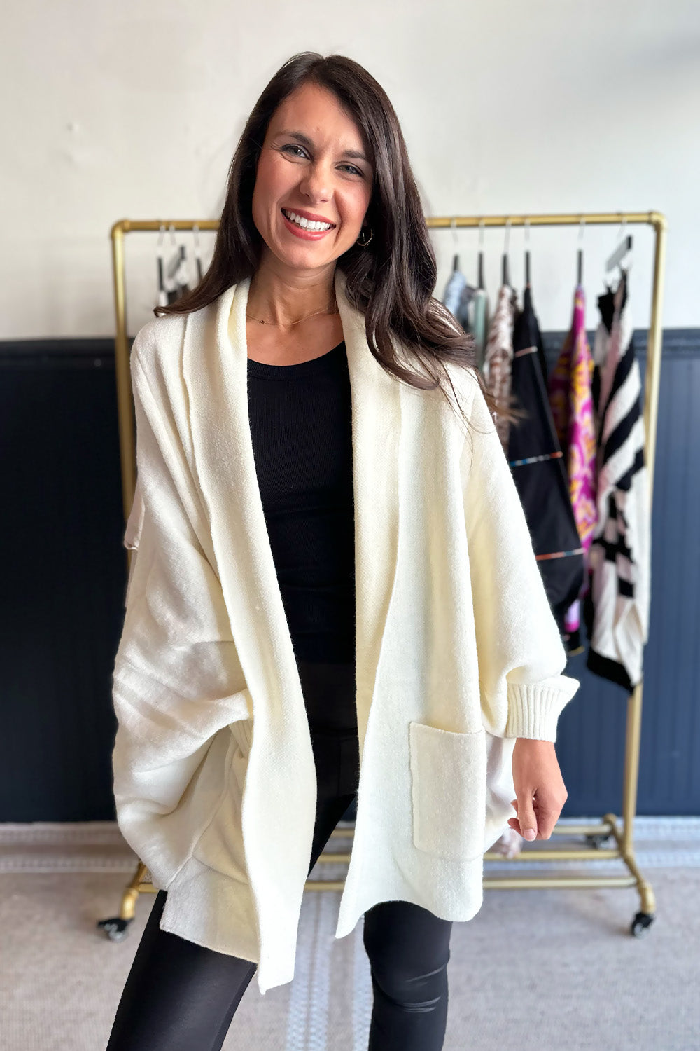 Cream Shawl Collar Cardigan