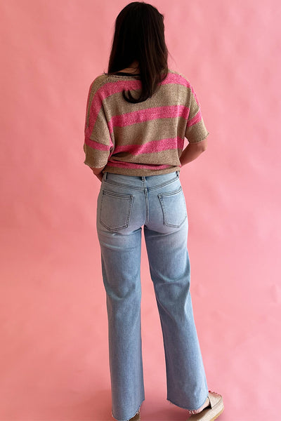 Longer Length Wide Leg Light Denim