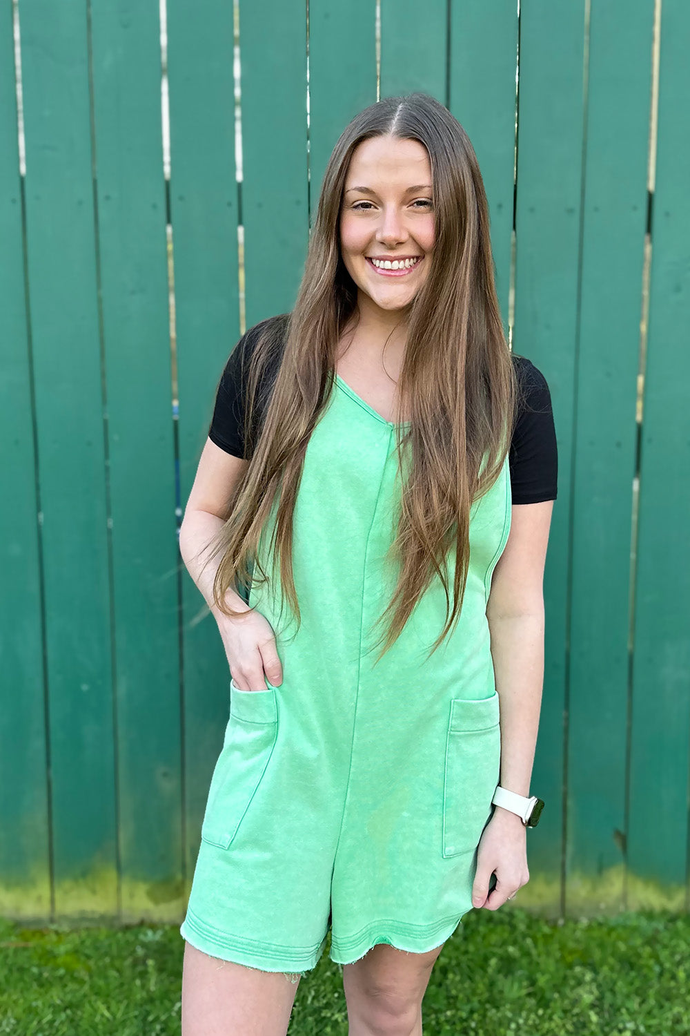 Soft Overall Romper Green