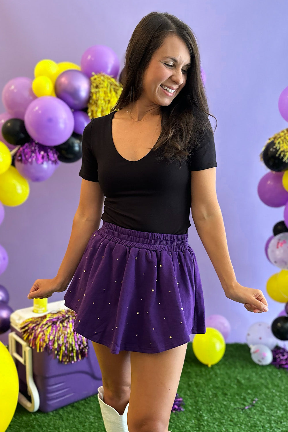 Purple Yellow Studded Skort