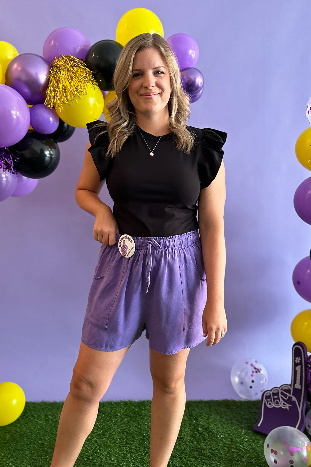 Soft Purple Drawstring Waist Shorts