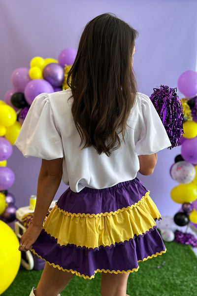 Purple and Yellow Tiered Ric Rac Skirt