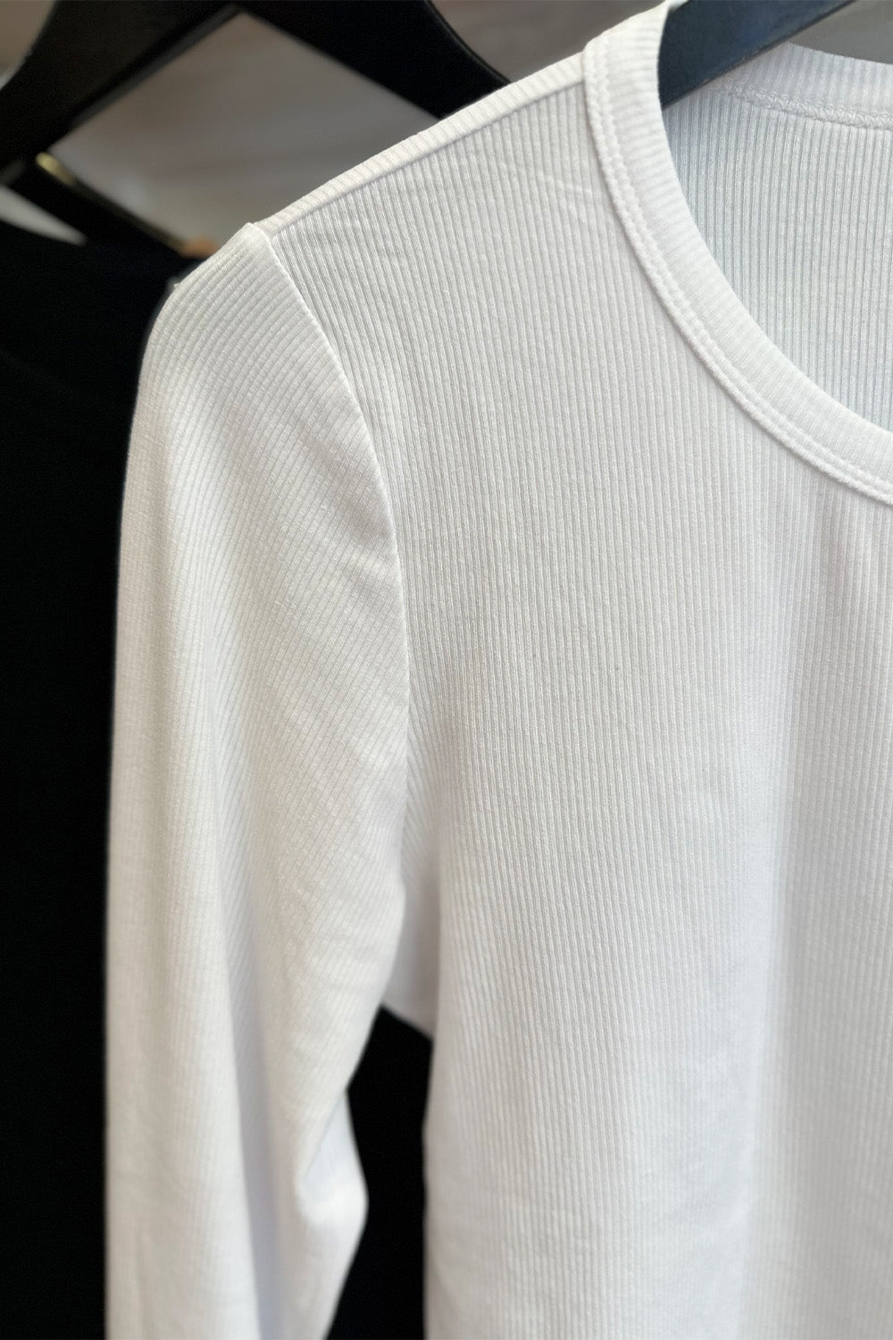 Basic Cropped Long Sleeve Top White