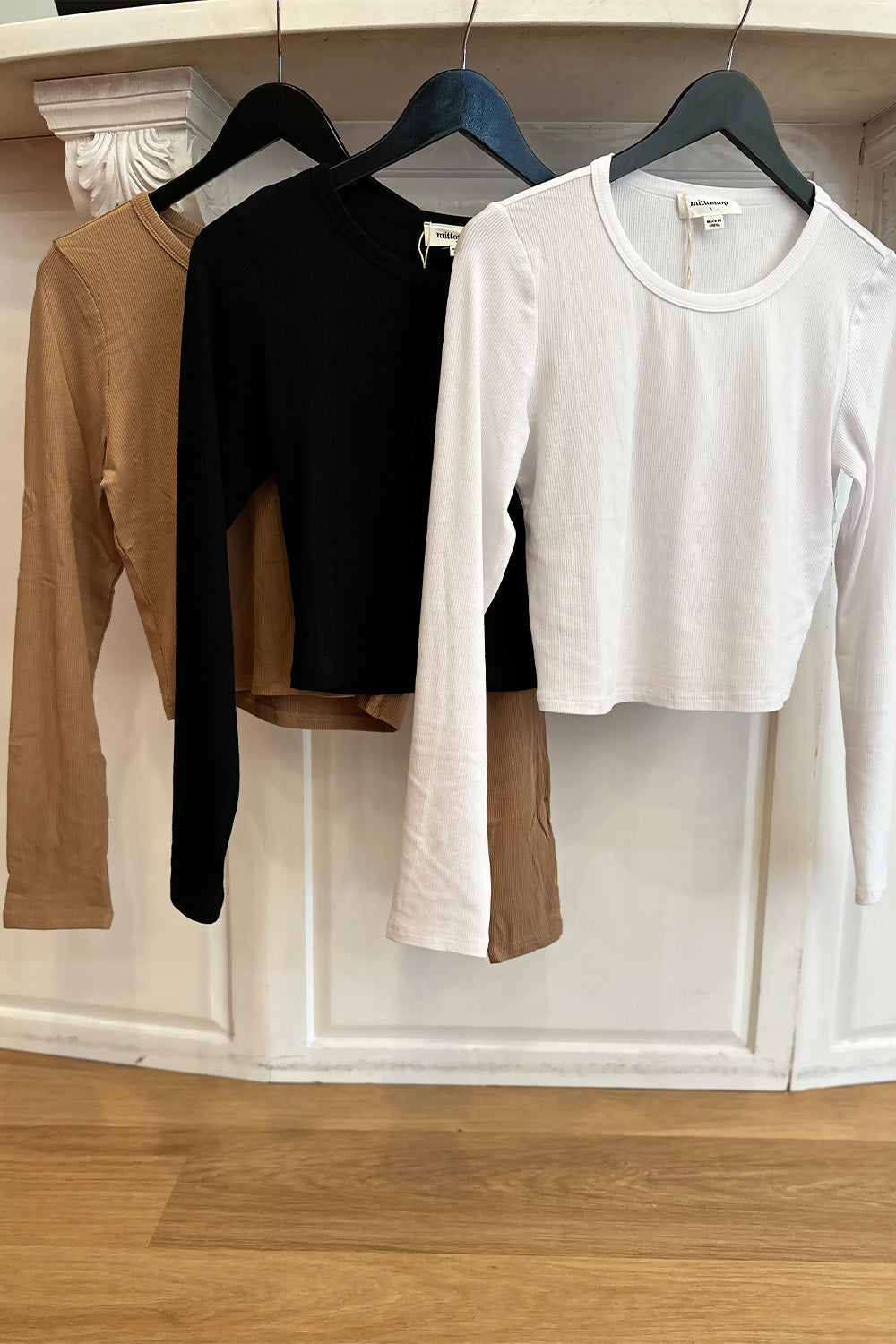 Basic Cropped Long Sleeve Top White