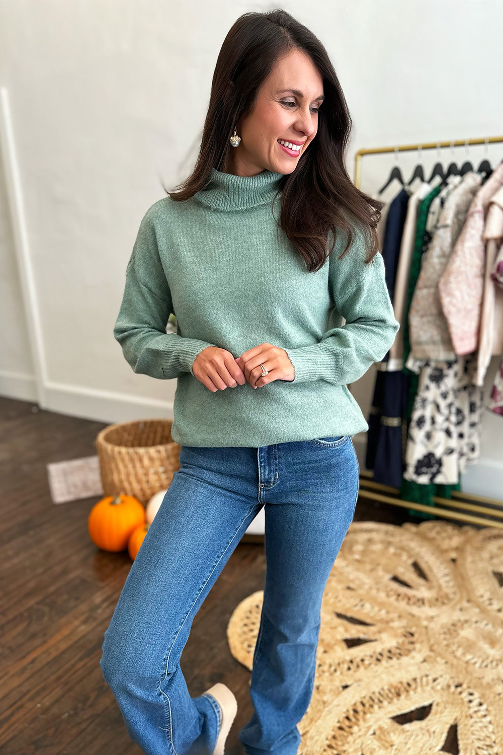 Mint Turtleneck Pullover Sweater