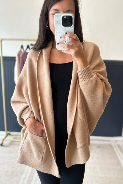 Taupe Shawl Collar Cardigan