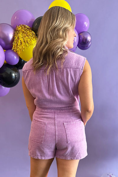 Sleeveless Purple Denim Romper