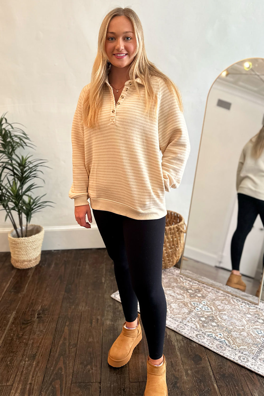 Taupe Stripe Pullover