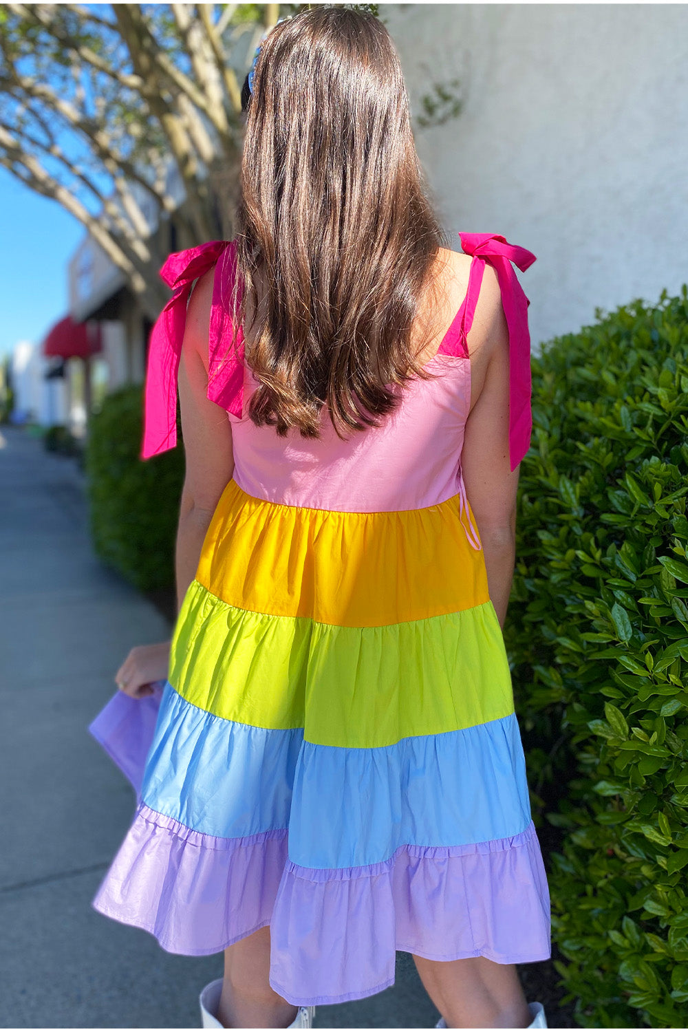 Multi Color Block Tie Strap Dress